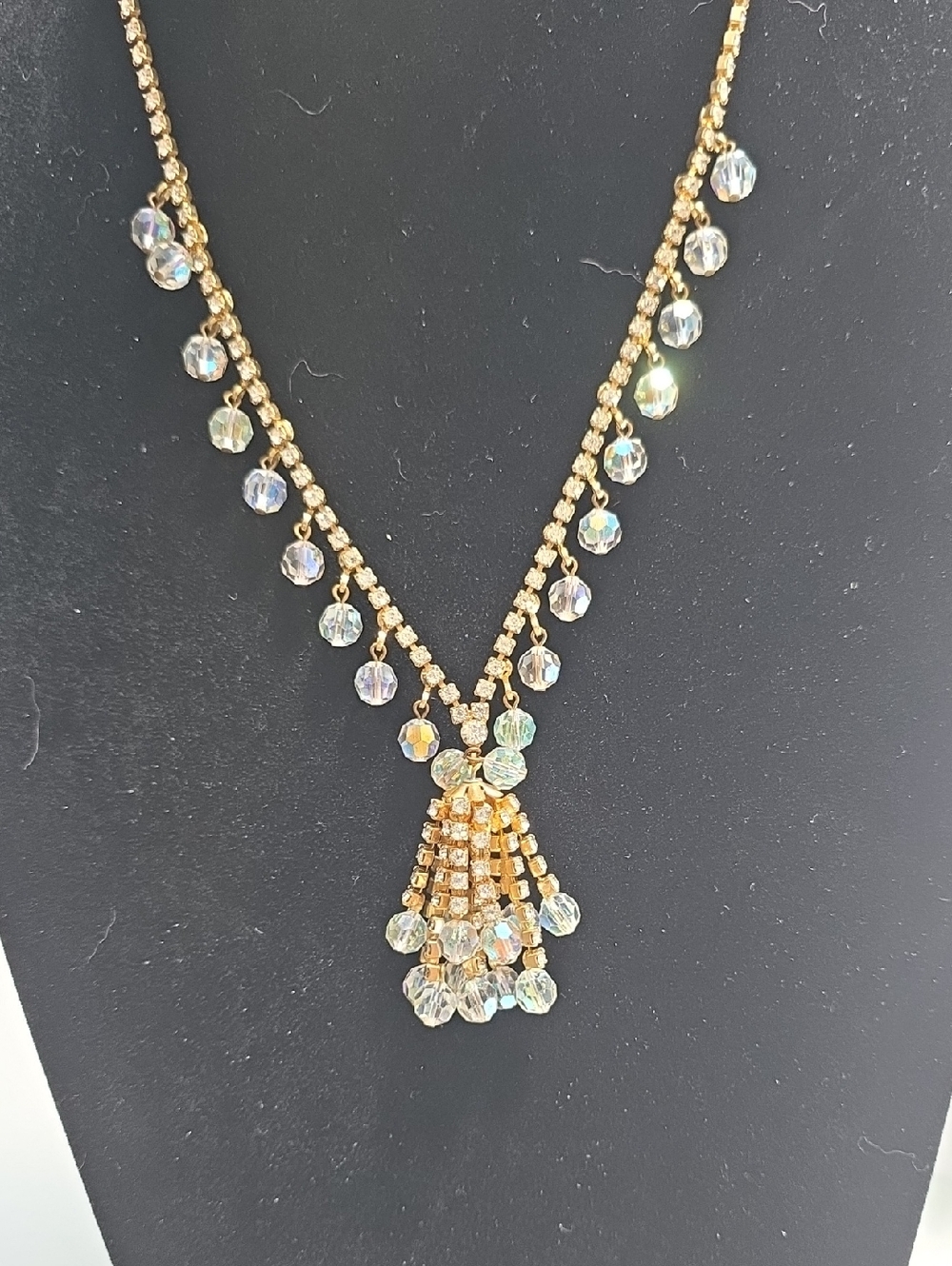 Gold Crystal Tassel Necklace - Women Jewelry